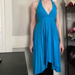 Small Blue Lipstick Halter Cocktail Party Dress